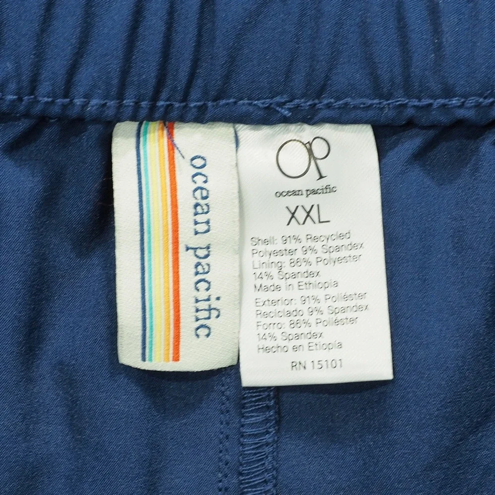 Ocean Pacific OP Shorts Mens XXL Blue Swim Trunks Elastic Waist Drawstring